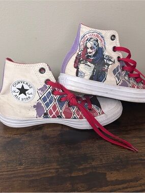Converse High Top Sneakers - Harley Quinn  - White, Red, Purple, Blue - RARE